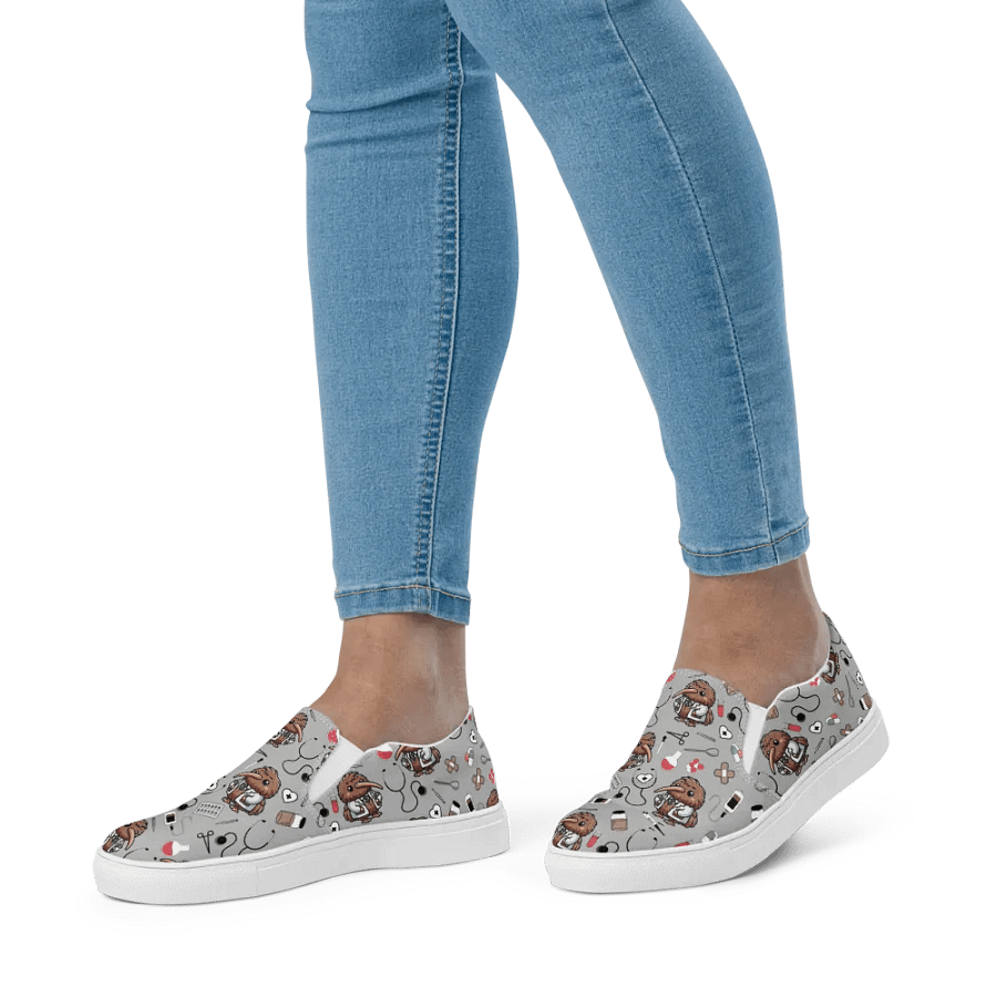Cute Medical Kiwi Slip-On Canvas Shoes (Grey) product image (2)