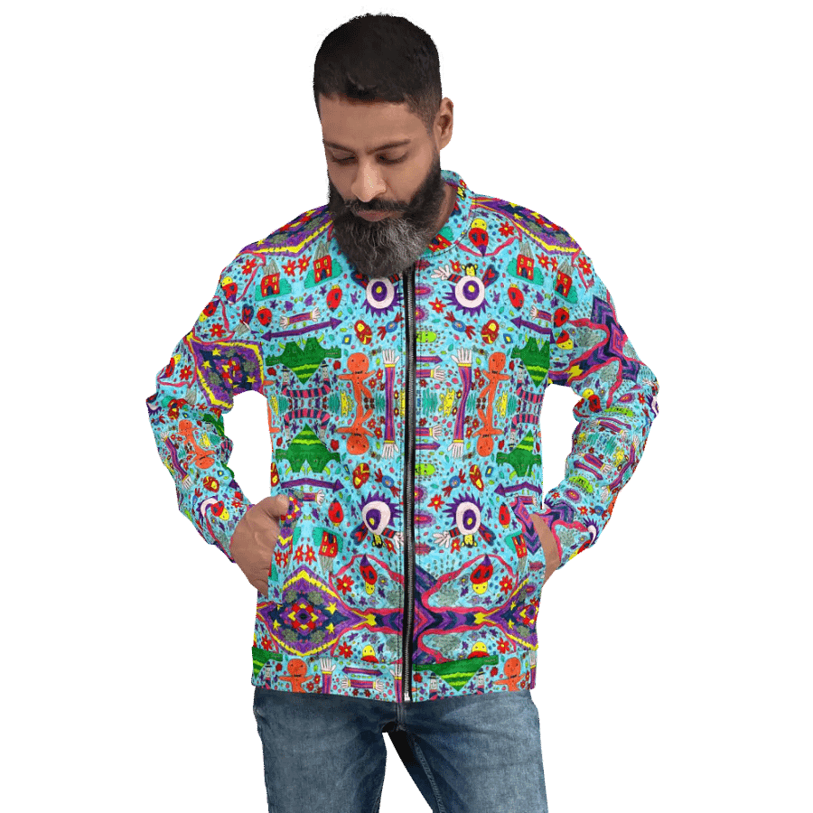 Abstract Doodle Characters Unisex Bomber Jacket product image (2)
