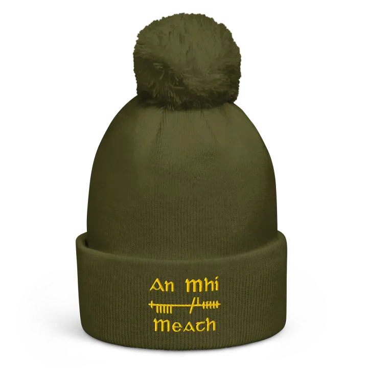 Meath/An MhÍ Orthodox Style Ogham, green with gold, embroidered Pom-Pom Beanie product image (1)