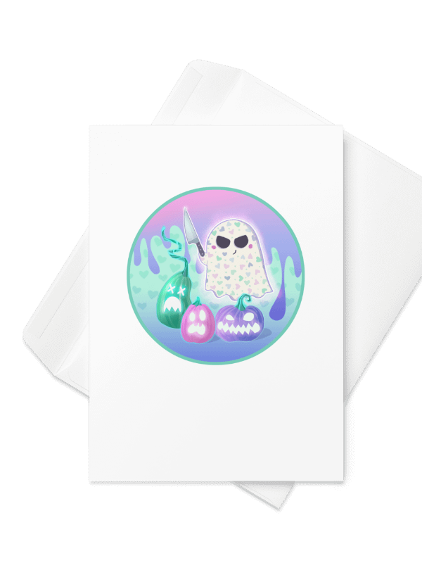 Pastel Little Ghost Pumpkin Carver - Greeting Card product image (3)