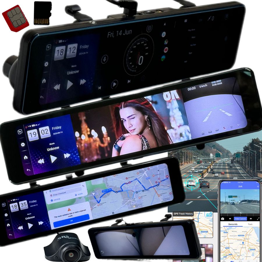 SRS ABSOLUTE 2K 4G Smart Dash Cam | Android | ADAS | 24x7 Remote Audio-Video Monitor | GPS Tracking | 256GB MicroSD support| PlayStore | Maps-Apps Support | Steering Control | Split Screen| Multi-Task product image (1)