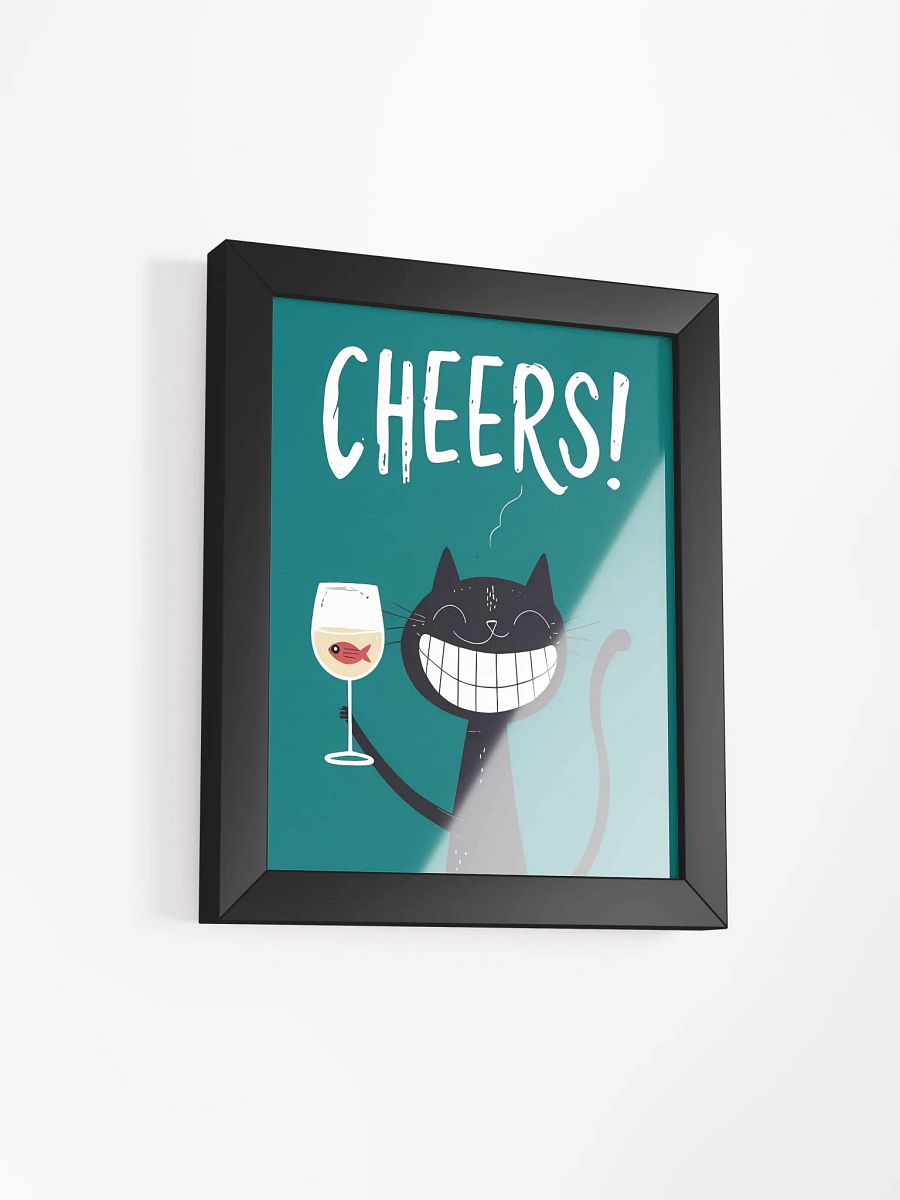 Grinning Cat Wine Cheers Framed Poster product image (3)