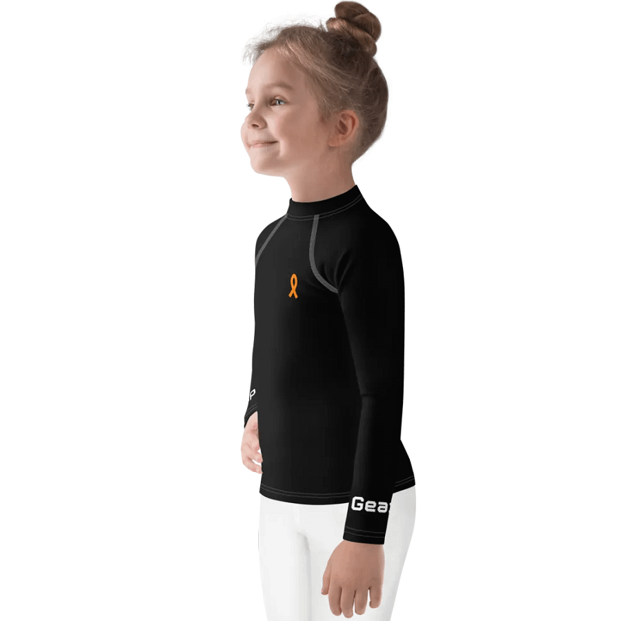 White HApex Gear White Logo Cancer Awareness Orange Ribbon. Black Kids Rash Guard product image (4)