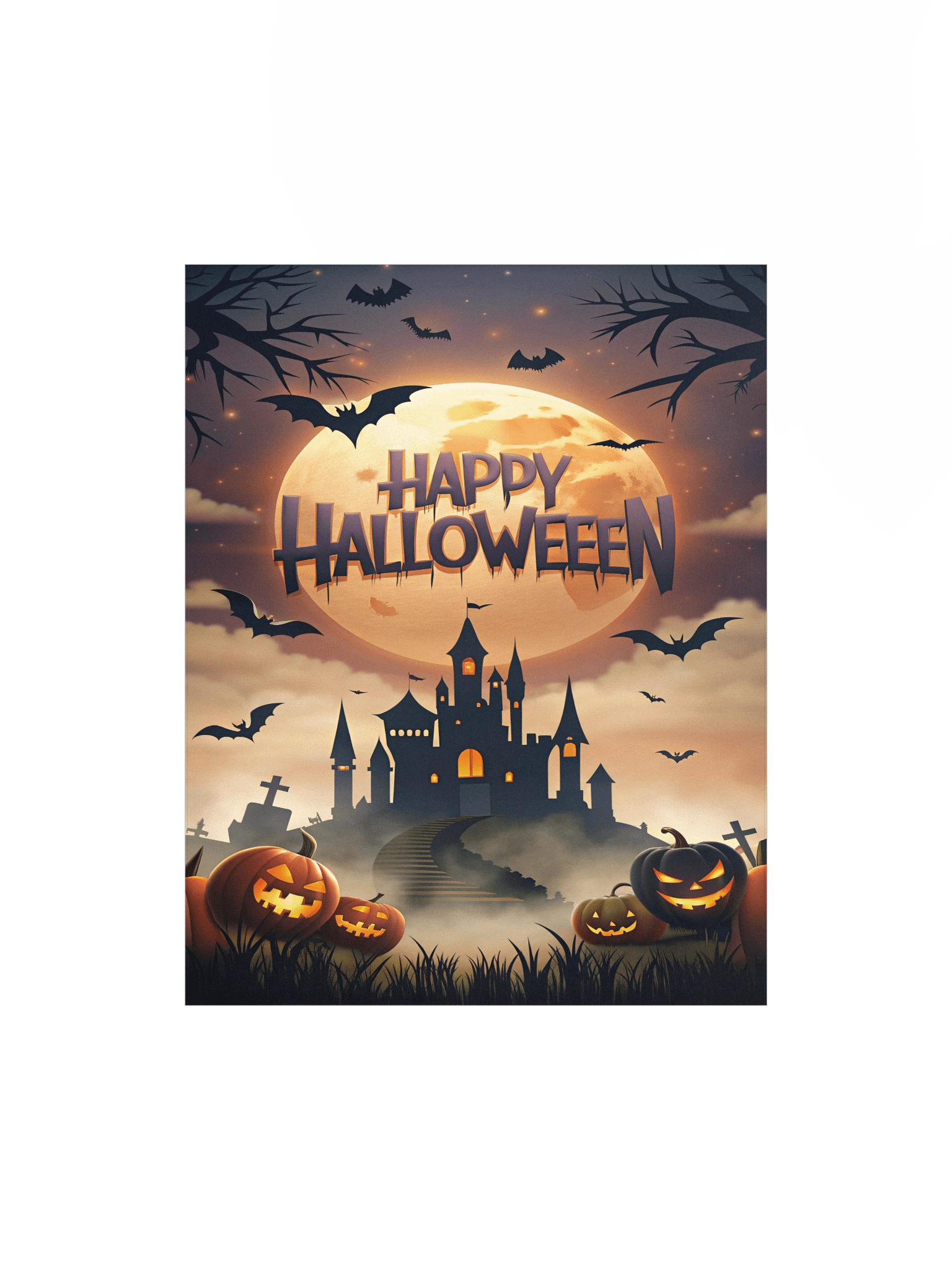 Happy Halloween Frameless Art Print | Vintage Style Halloween Poster product image (6)