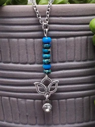 Caribbean Jasper & Lotus Flower Necklace – Clarity • Renewal • Inner Peace product image (3)