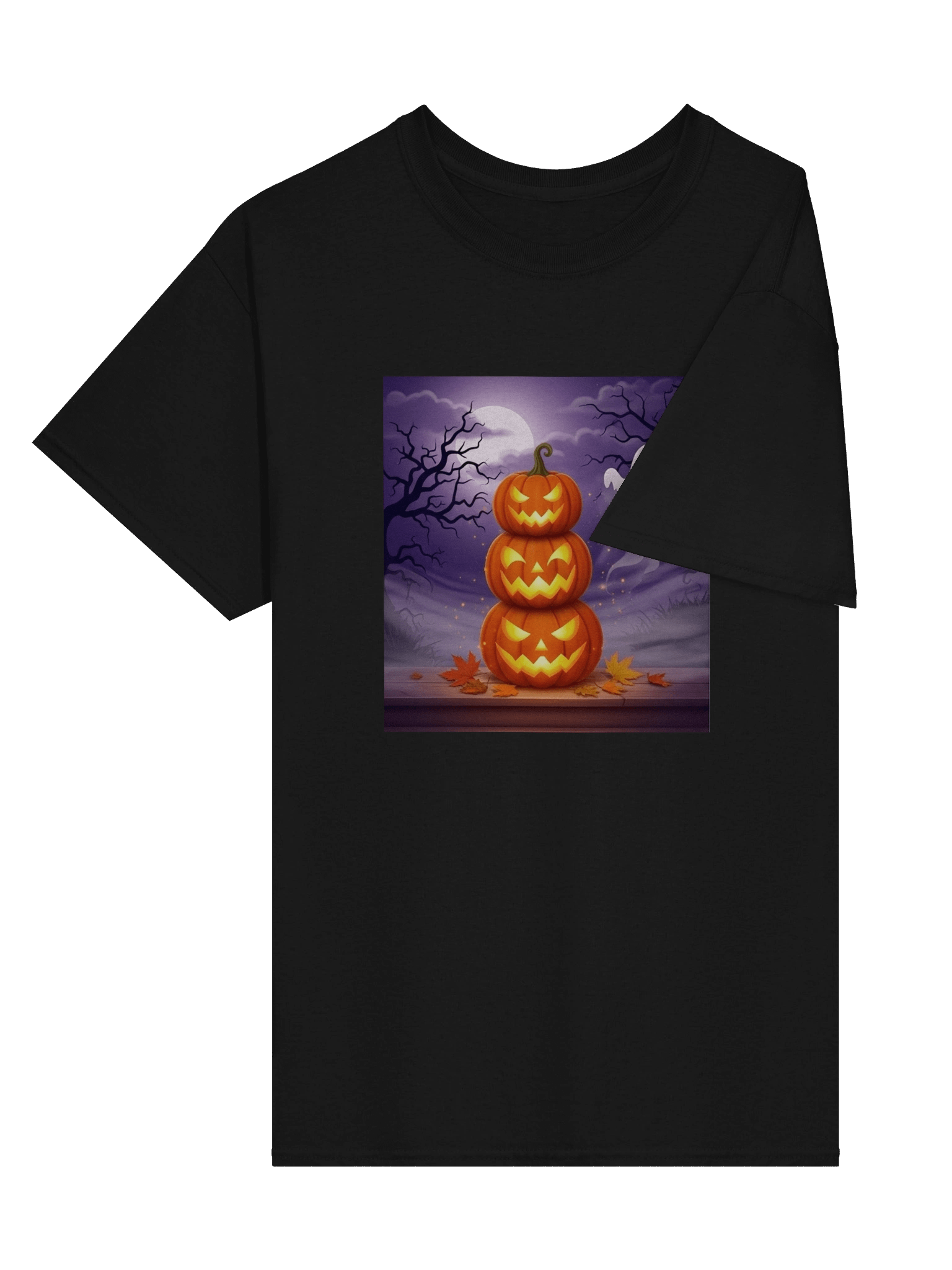 Haunted Pumpkins & Friendly Ghost - Halloween Moonlit Night Design for Festive Merchandise product image (3)