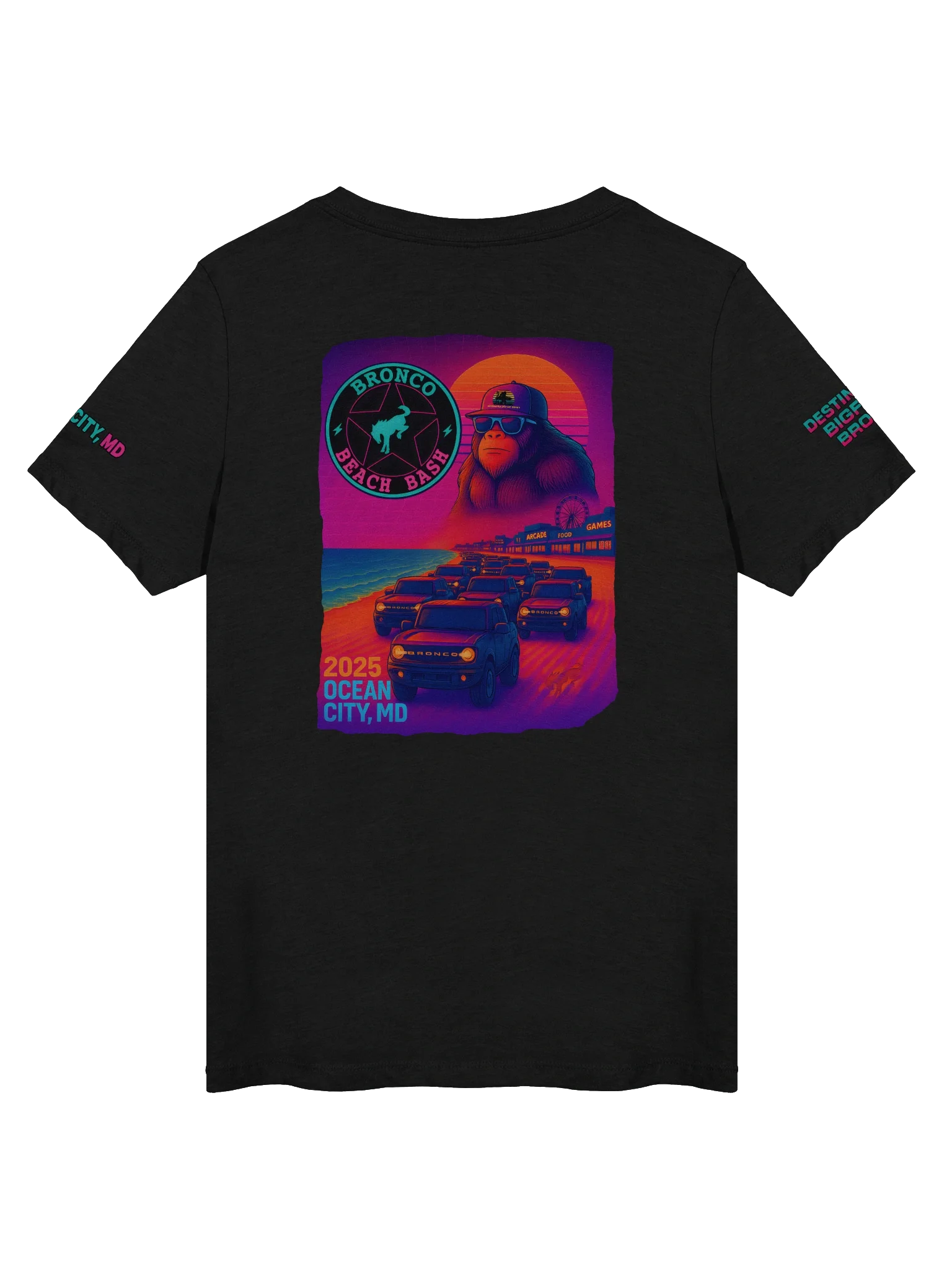 2025 Bronco Beach Bash Ocean City / Destination Bigfoot Bronco Collab | Women's Relaxed V-Neck T-Shirt (Multiple Color Options) product image (11)