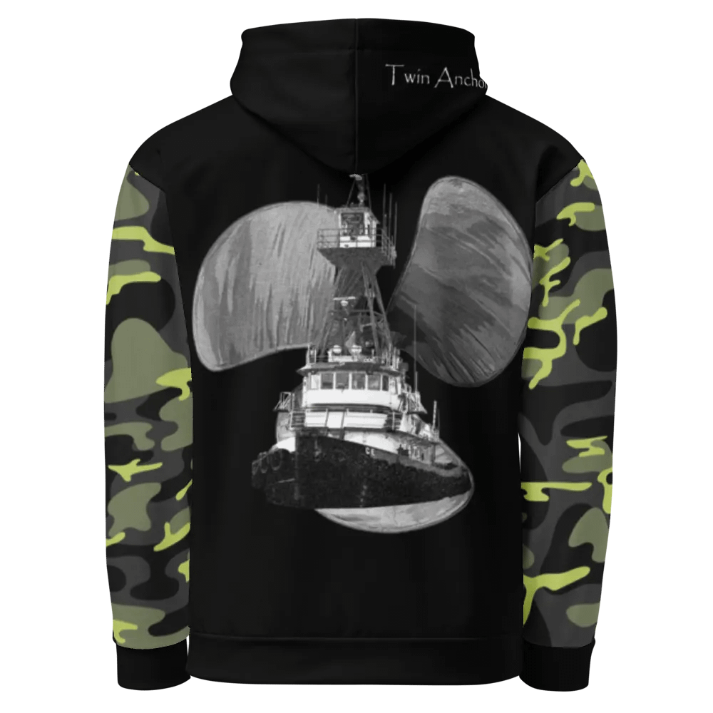Camouflage & Black Three blade prop Tug CE Hoodie product image (4)