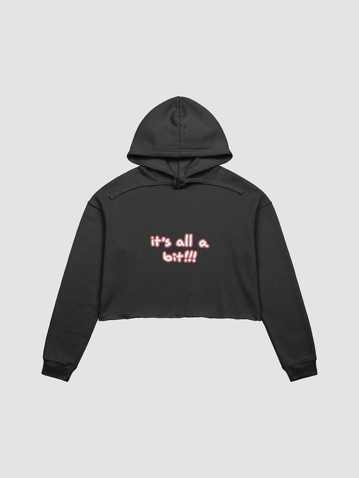 “It’s all a bit!!!” (lined design, #CB5F5F) fleece cropped hoodie product image (6)