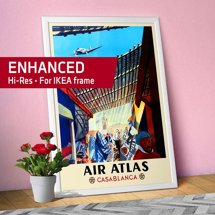 Morocco, Air Atlas, 1950s — retro travel poster, vintage travel print product image (1)