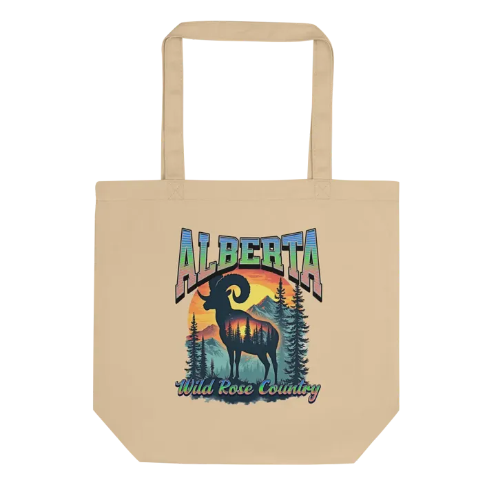 Alberta Wild Rose Country Rocky Mountain Bighorn Sheep Eco Tote Bag product image (1)