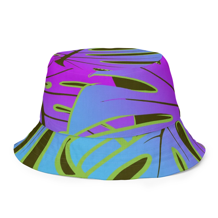 Dark Mode Neon Monstera Madness Reversible Bucket Hat product image (1)