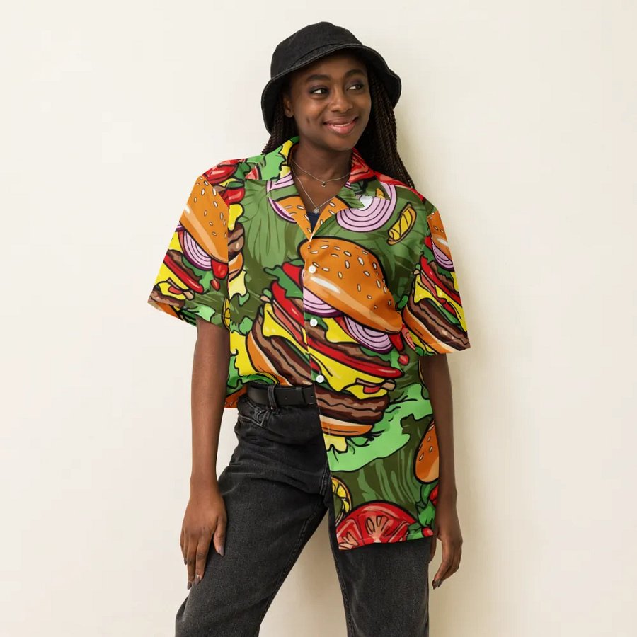 Hamburger BBQ Bliss Hawaiian Shirt product image (6)