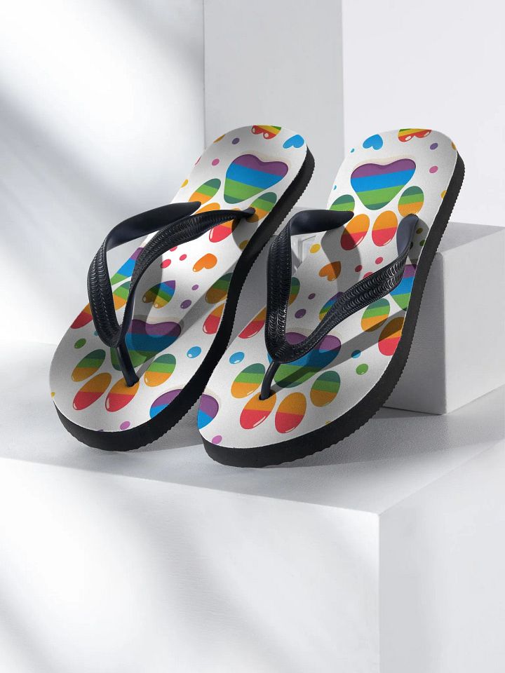 Rainbow Paw Print Flip Flops product image (2)