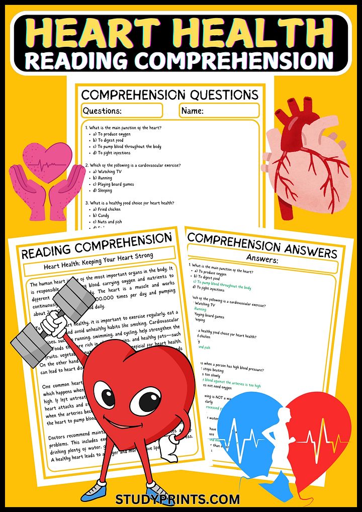 Heart Health Reading Comprehension PDF product image (1)