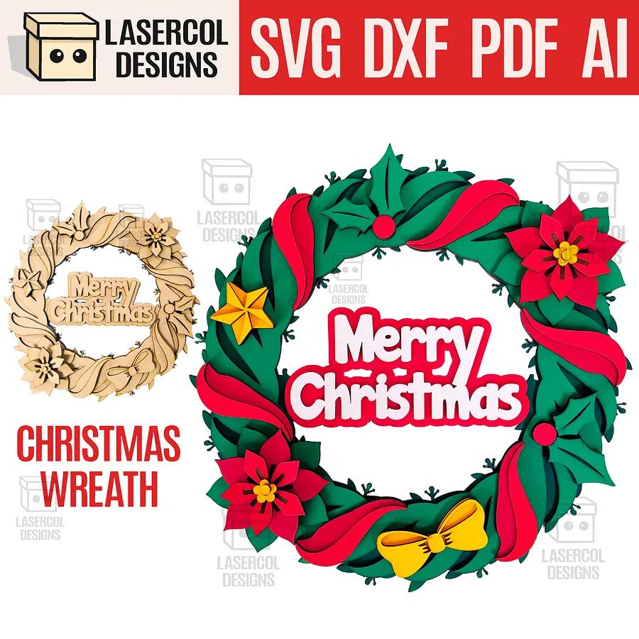 Christmas Wreath - Laser Cut Files product image (1)
