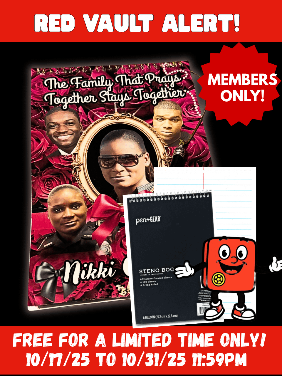 Members Only - Freebie Friday 10/17/25 - 22 Hole Spiral Notebook Red Rose Templates - Editable in Canva product image (1)