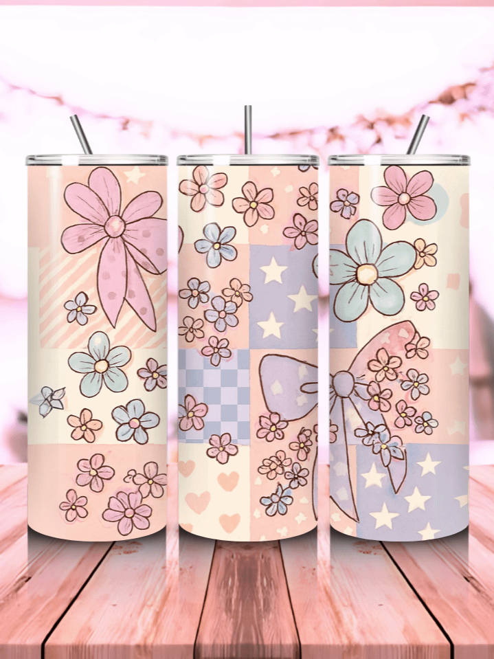 Floral Coquette Tumbler Wrap PNG – 20oz Skinny Sublimation Design with Elegant Spring Blooms & Delicate Feminine Accents – Perfect Gift for Spring Lovers – 300 DPI Instant Digital Download product image (1)