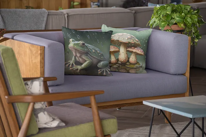 Frog and Mushrooms Rainy Day Pillow product image (2)