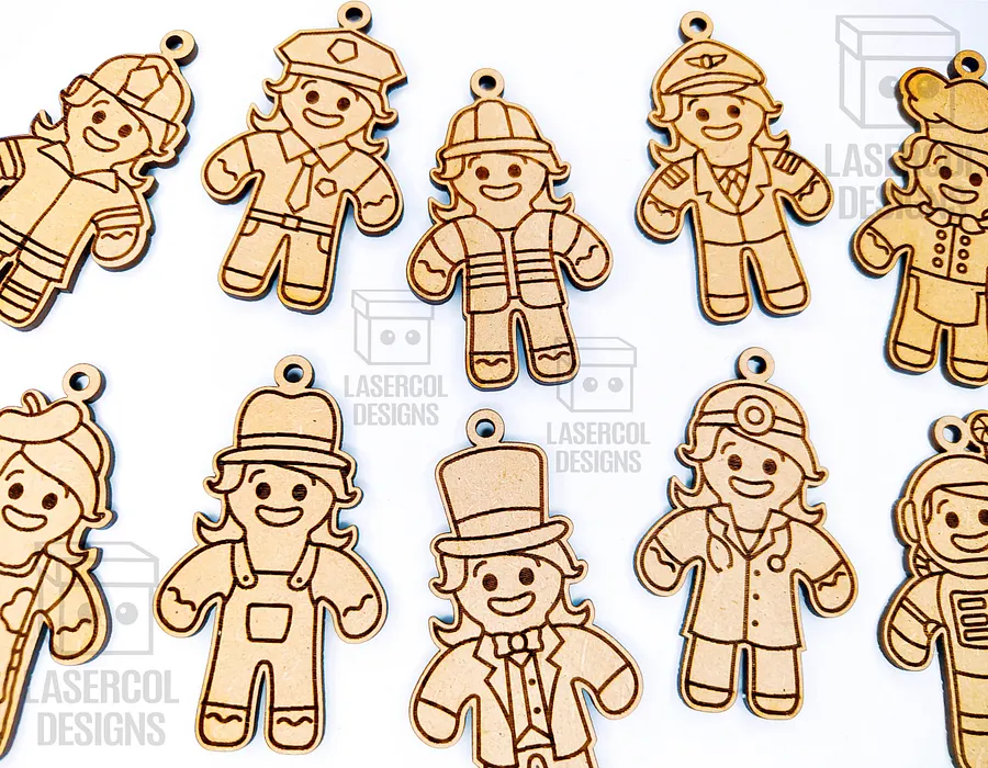 Gingerbread Cookies Christmas Ornaments Set 4 - Laser Cut Files product image (2)