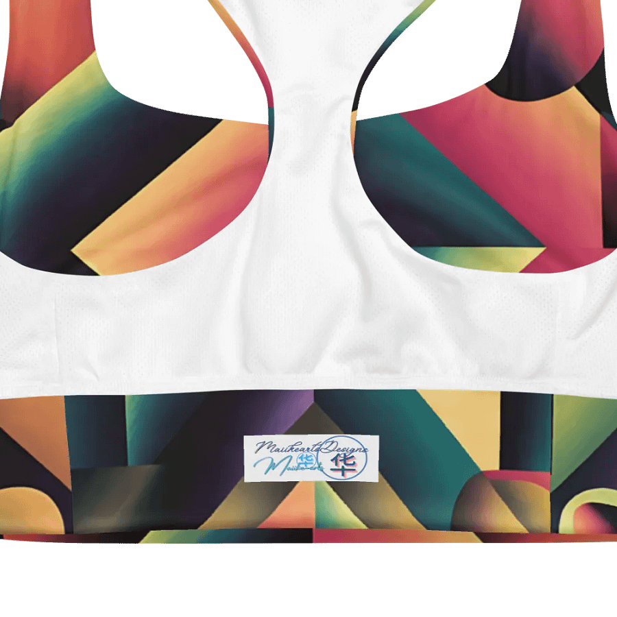 Abstract Lithographic Pattern Design Longline Sports Bra - V7 product image (3)