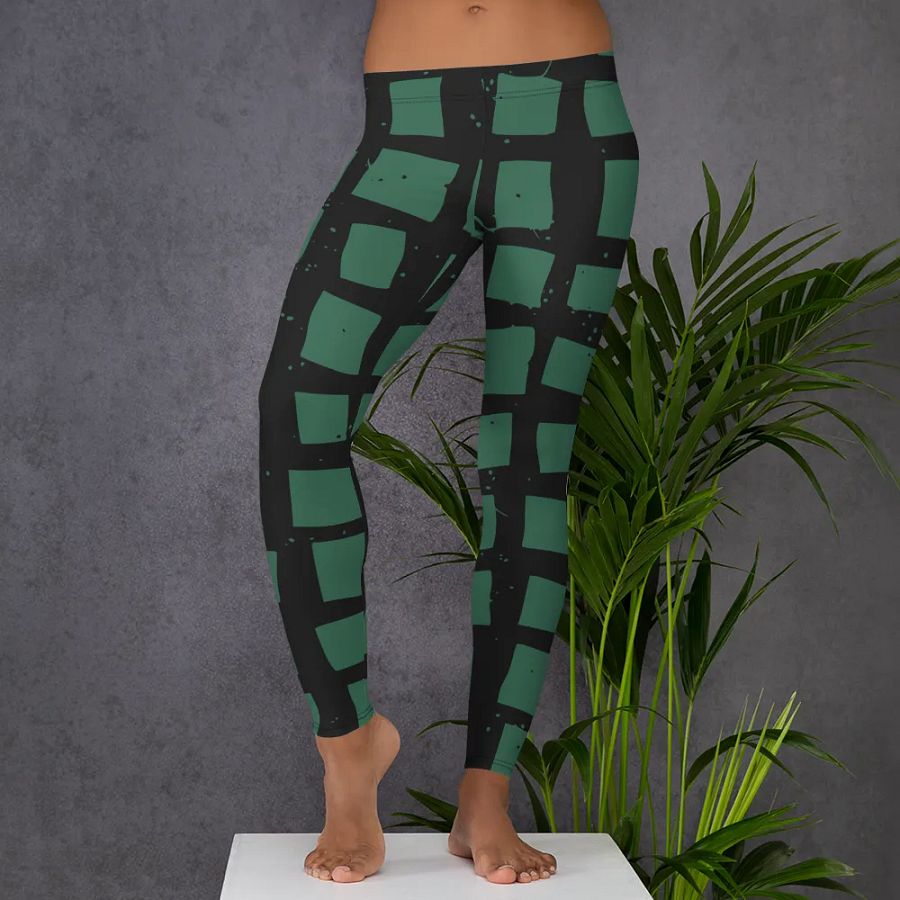 Customizable Green Grid Leggings product image (5)