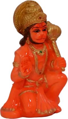 Shreeji Hanuman Statue /Murti/ Idol Marble Finish (Polyresin, Clear) Decorative Showpiece - 8 cm (Polyresin, Orange) product image (2)