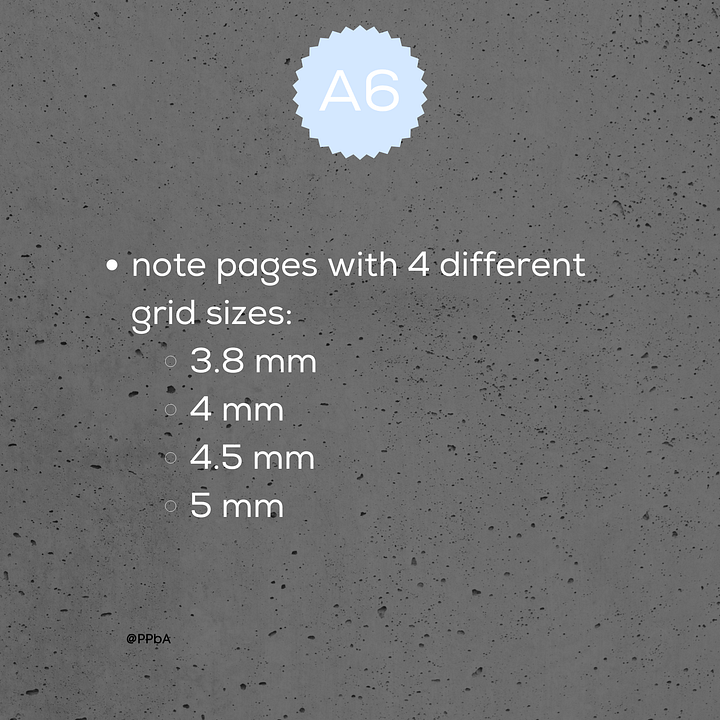 grid note pages - A6 - various grid sizes - 3.8/4/4.5/5 mm product image (2)