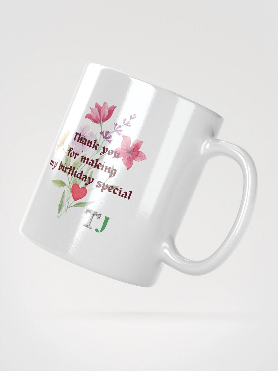 Customizable Special Birthday Thanks White Glossy Mug product image (3)
