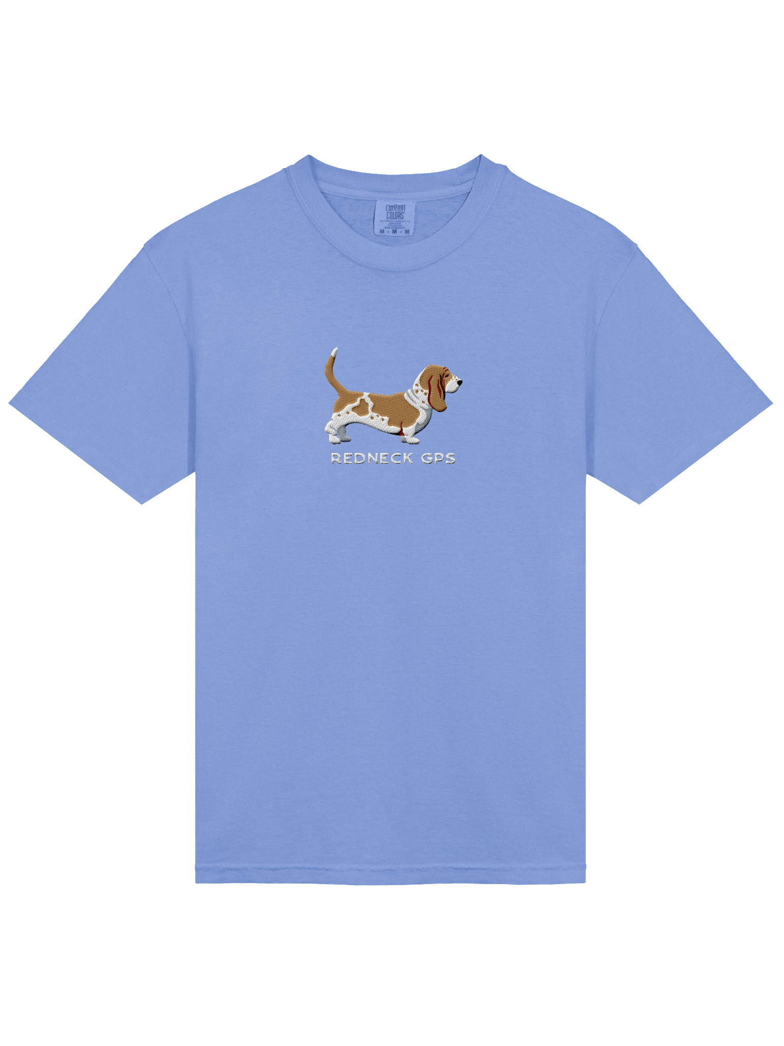 Redneck GPS T-Shirt(Embroidered) of a Basset Hound(Brown & White) product image (33)