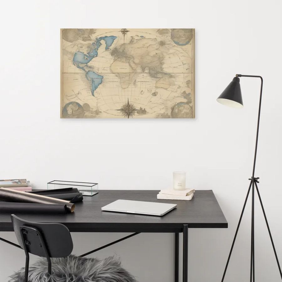World Map for Wall Art | Earth Impressions Hand-Drawn World Map [24