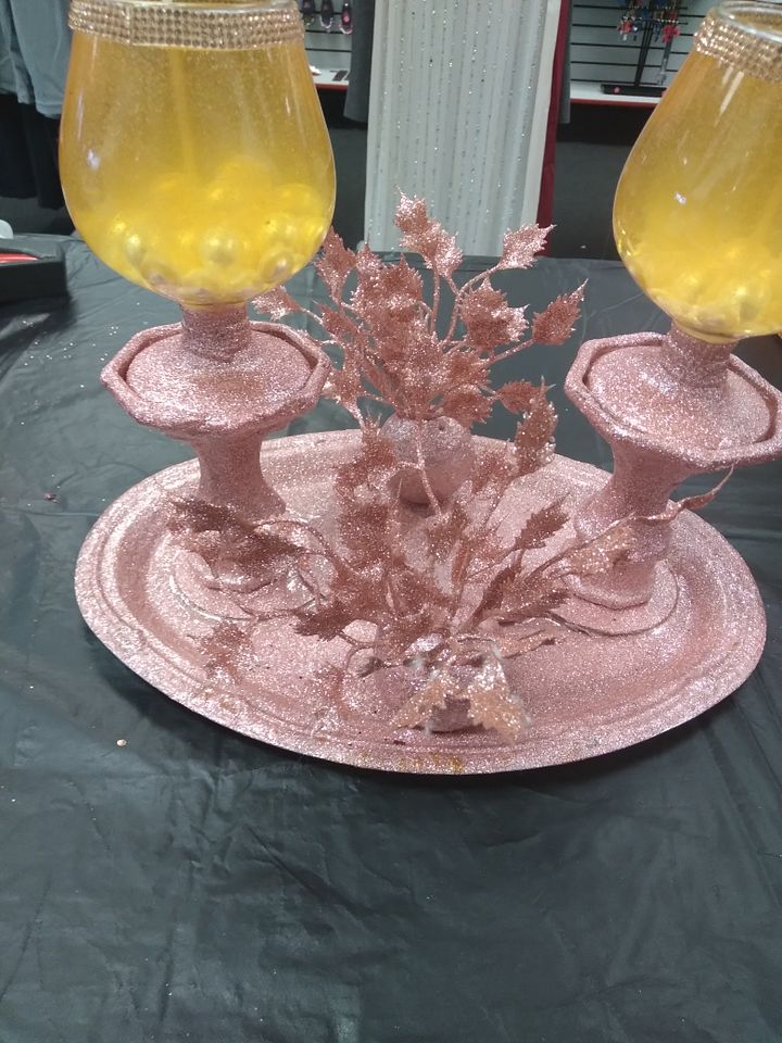 Rose Gold Double Wine Glass Candle Holder product image (2)