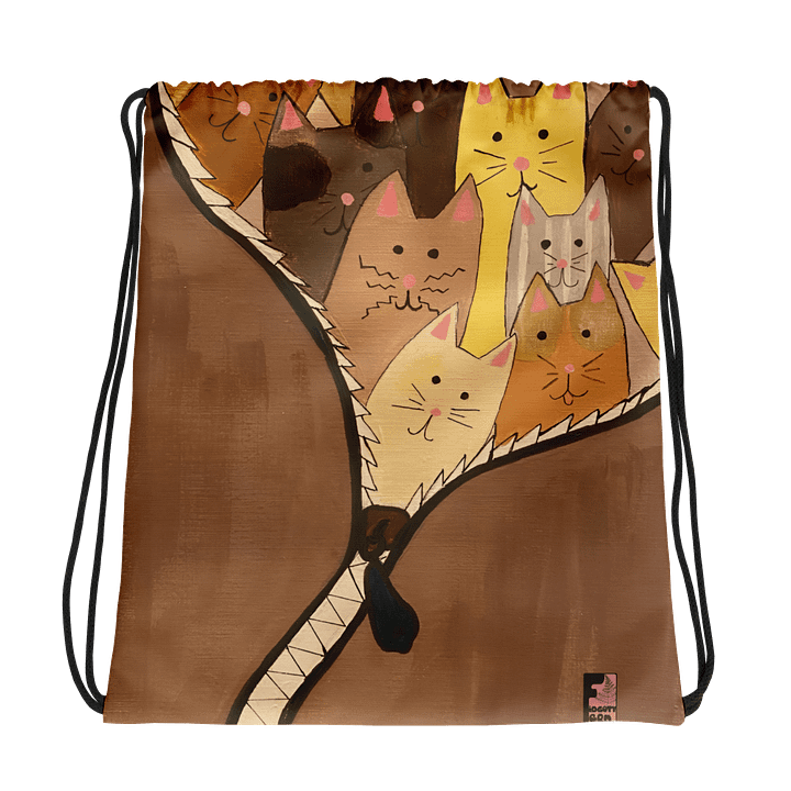 "Unleash The Cats" Drawstring Bag (Brown) product image (1)