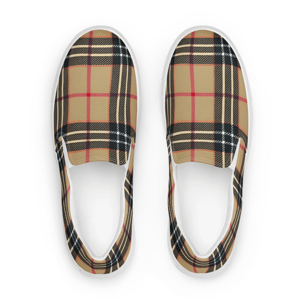 Baige,black,white,red Plaid slip on product image (1)