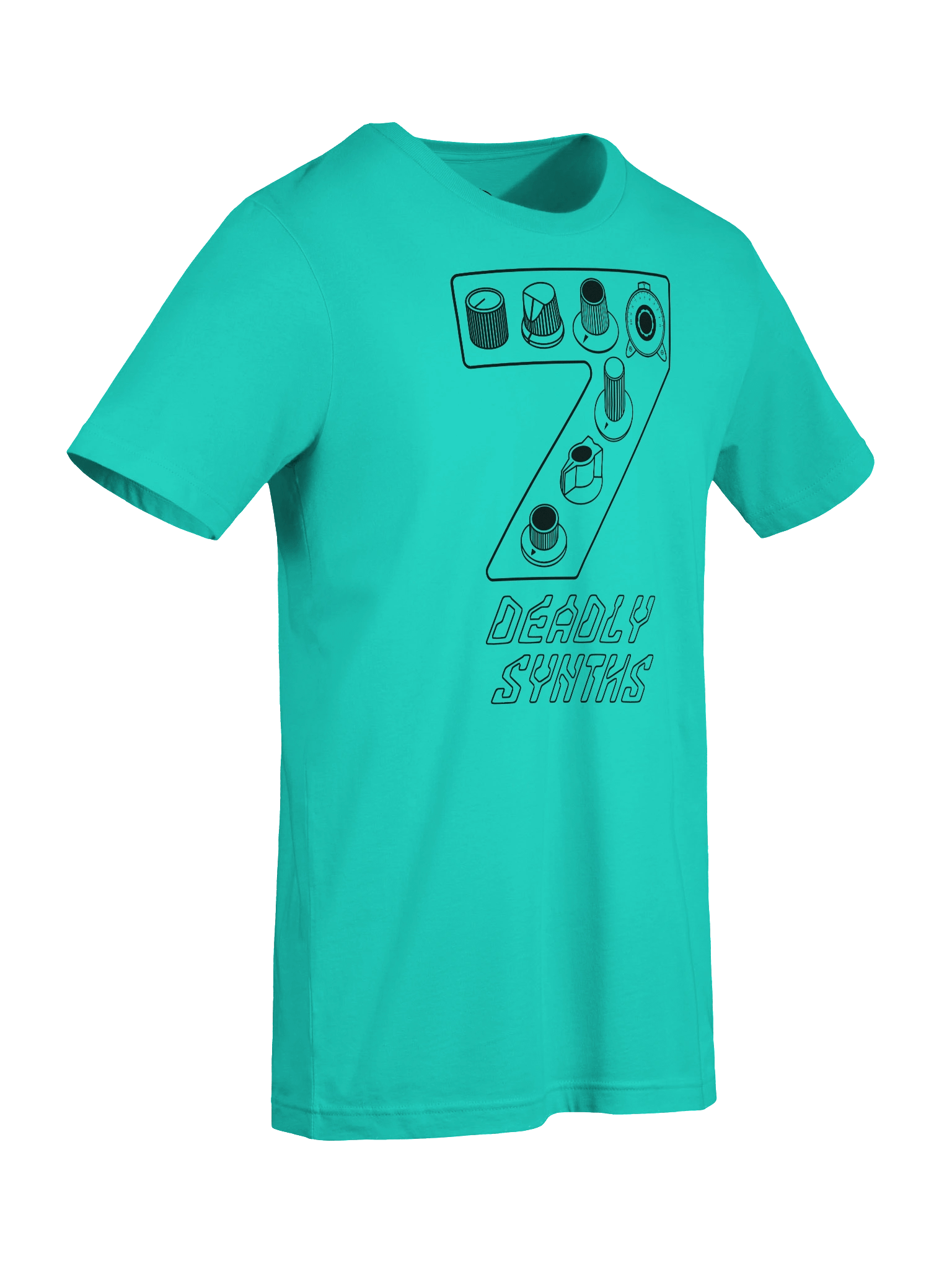 Synthesizer Legends T-Shirt - Seven Deadly Synths (7 Synthesis Classics) BLACK PRINT product image (8)