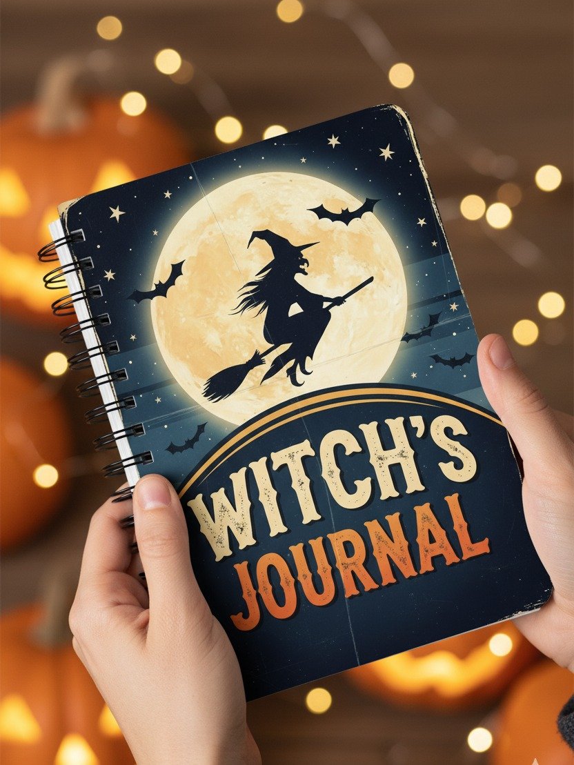 Witch's Journal Digital Cover | Printable Halloween Notebook Cover Design | Spooky Season Planner Insert | Witchy Decor product image (2)