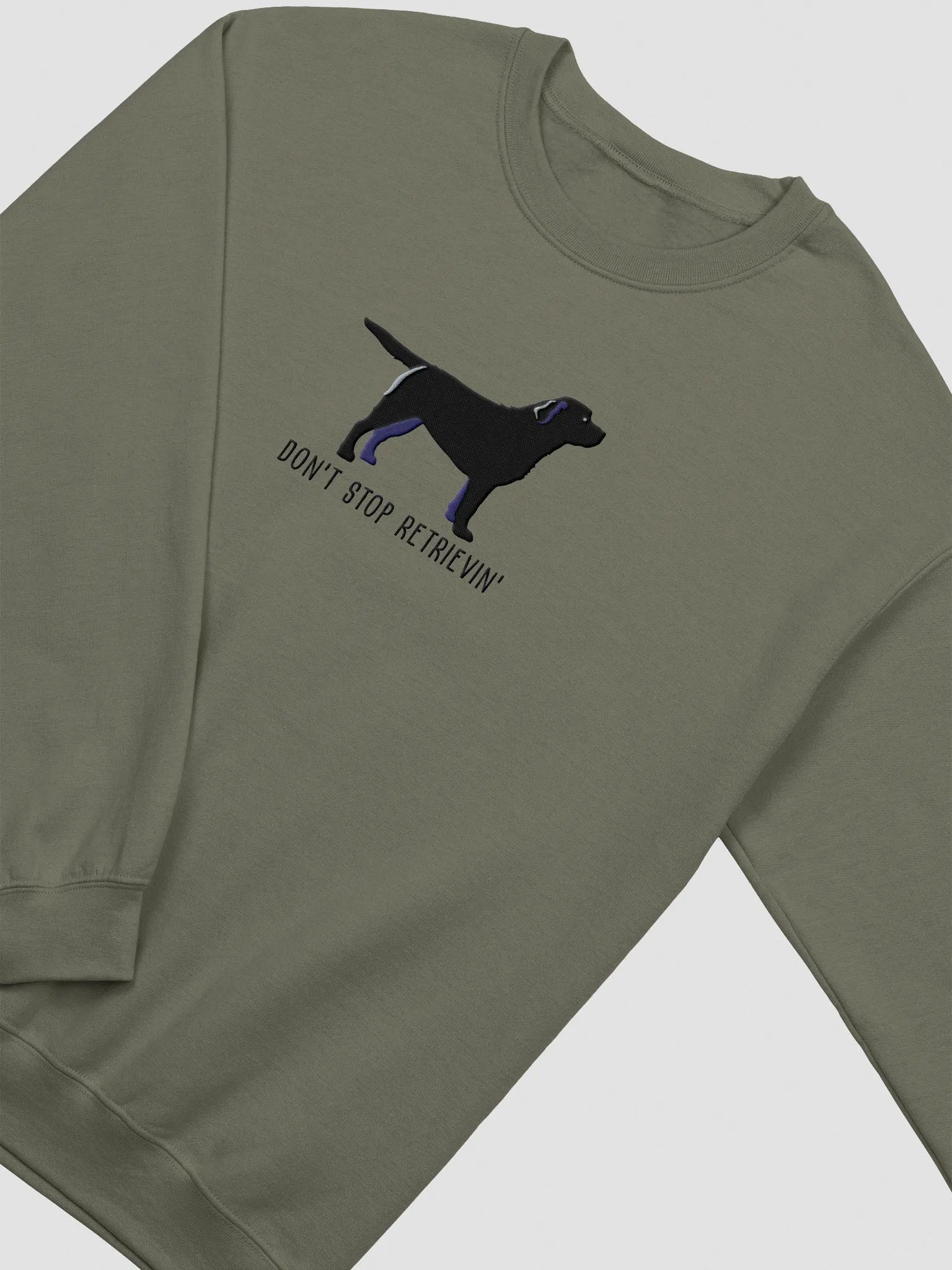 Don't Stop Retrievin' Sweatshirt (Embroidered) of a Labrador Retriever(Black) product image (6)