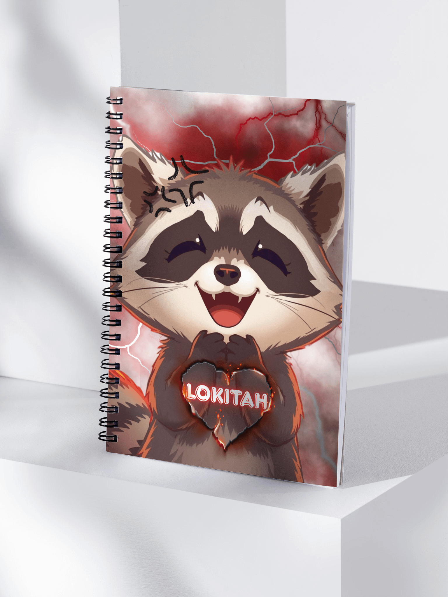 Fiery Raccoon Love Spiral Notebook product image (4)