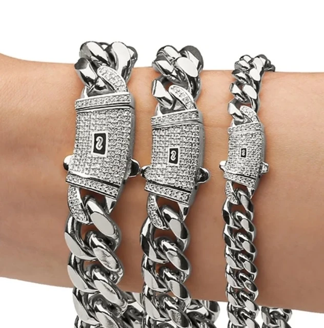 FASHION CUBAN LINK 9” 14MM SILVER CHAIN BRACELET product image (2)