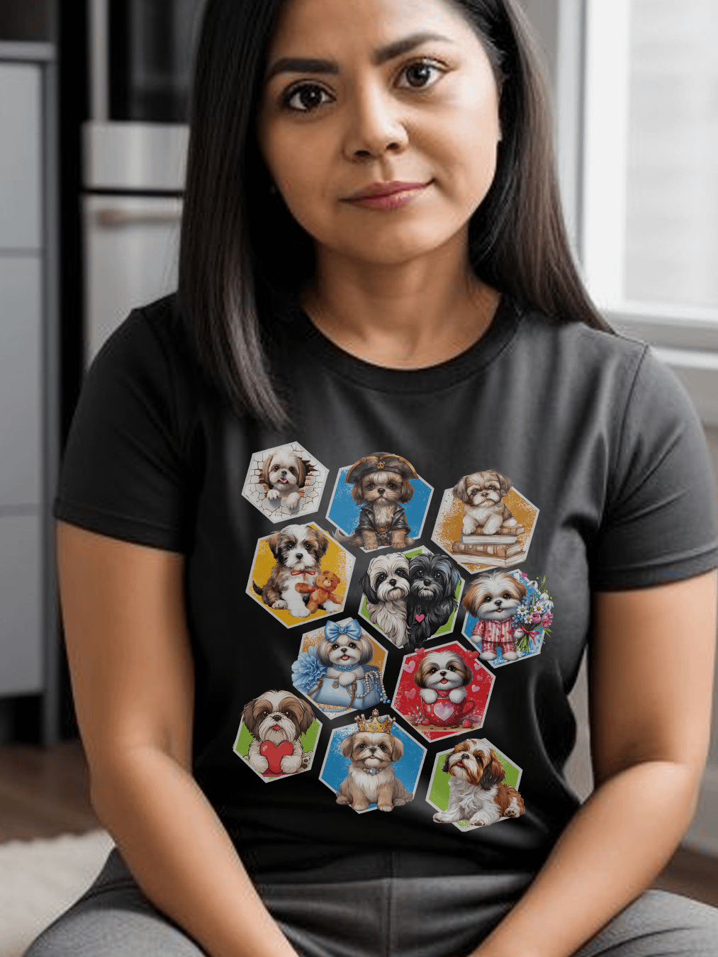 Funny Cute Shih Tzu in Cubes for Anyone Who Loves Their Dog T-Shirt product image (1)