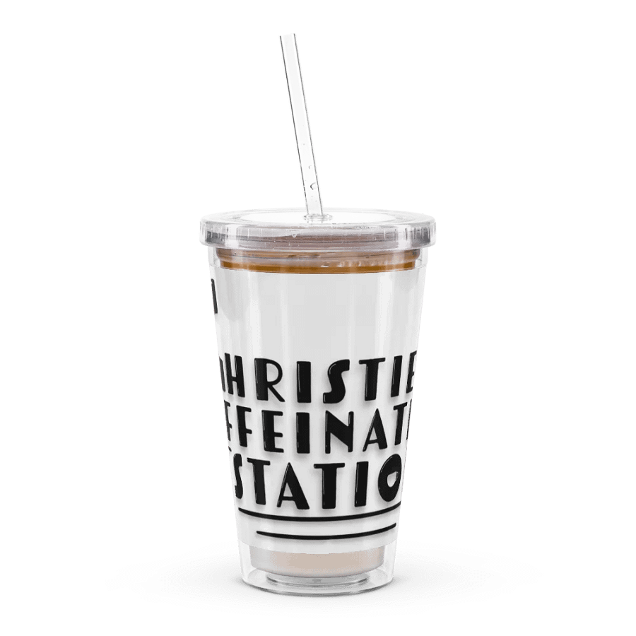 Clear Tumbler Cup with Lid & Straw - Black Text Logo product image (8)