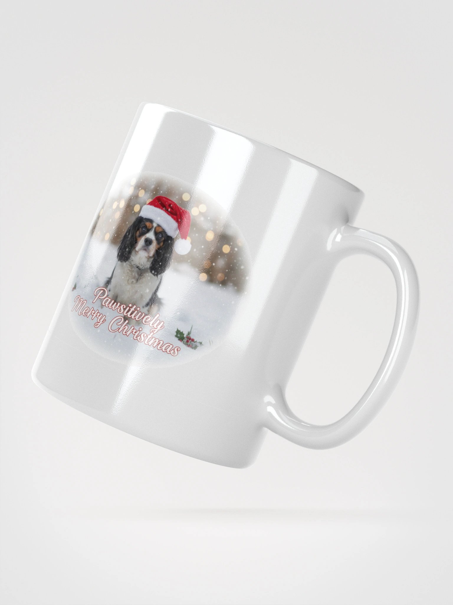 White Glossy Mug with Baxter Pawsitively Merry Christmas product image (3)