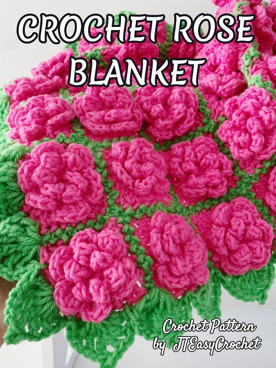 Victorian Style Rose Flower Baby Blanket Crochet Pattern, Crochet Motif Boho Throw Blanket or Nursery Rug product image (9)
