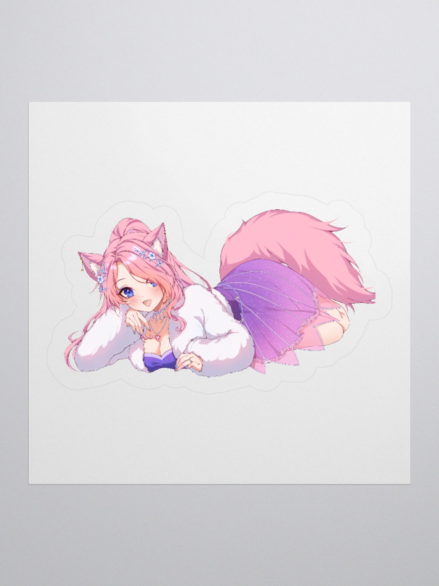 Comfy Catgirl Kiss Cut Stickers product image (1)
