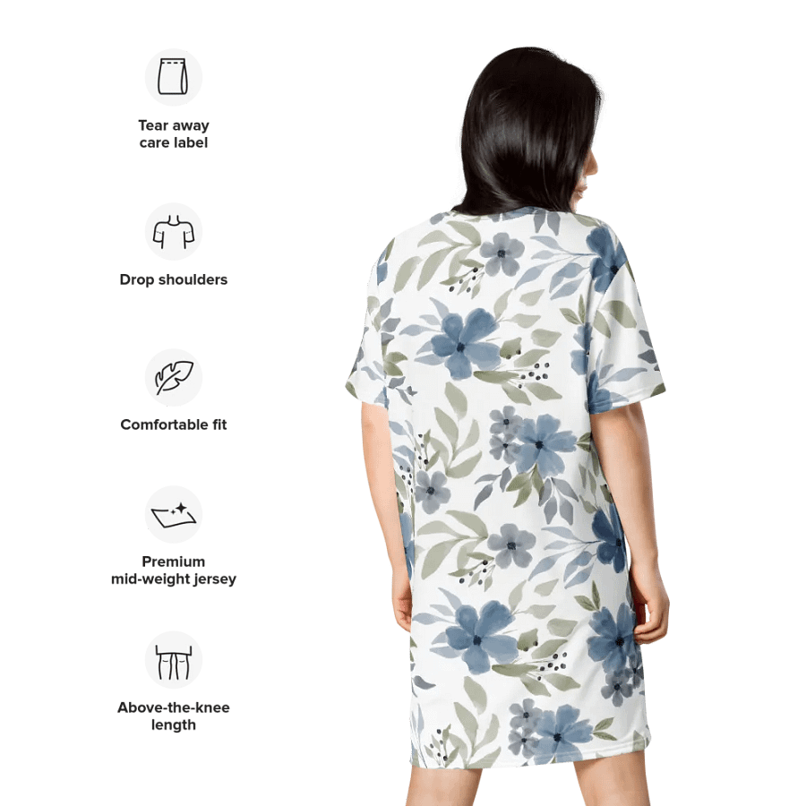 Blue Blossom Bliss T-Shirt Dress product image (10)