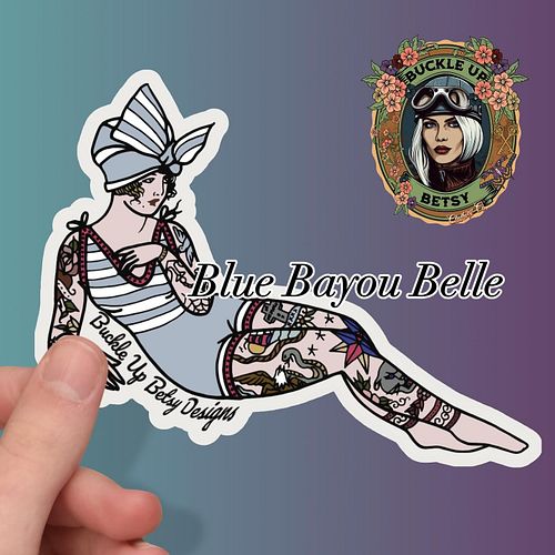 Find this beauty on Buckle Up Betsy Etsy! 
#whattabeauty #bluebayou #tattooedbeauty #buckleupbetsy