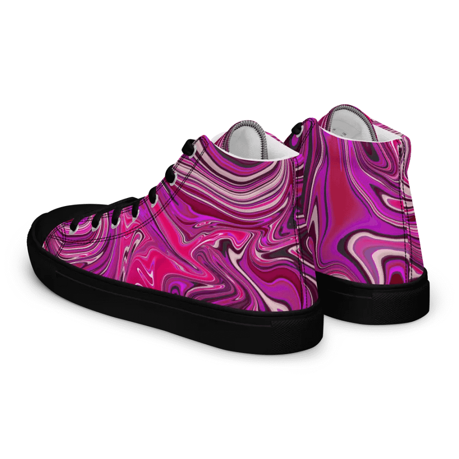 Men's High Top Canvas Shoes - Pink and Purple Digital Fluid Art product image (5)
