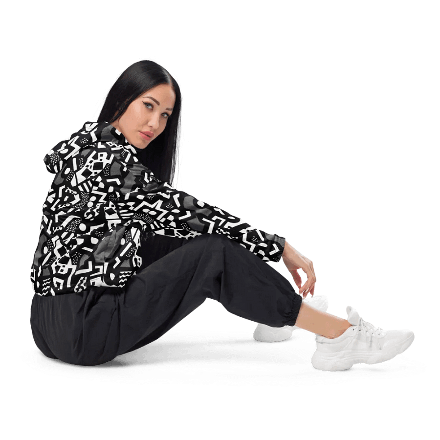 Monochrome 90s Vibes Crop Hoodie Windbreaker product image (5)