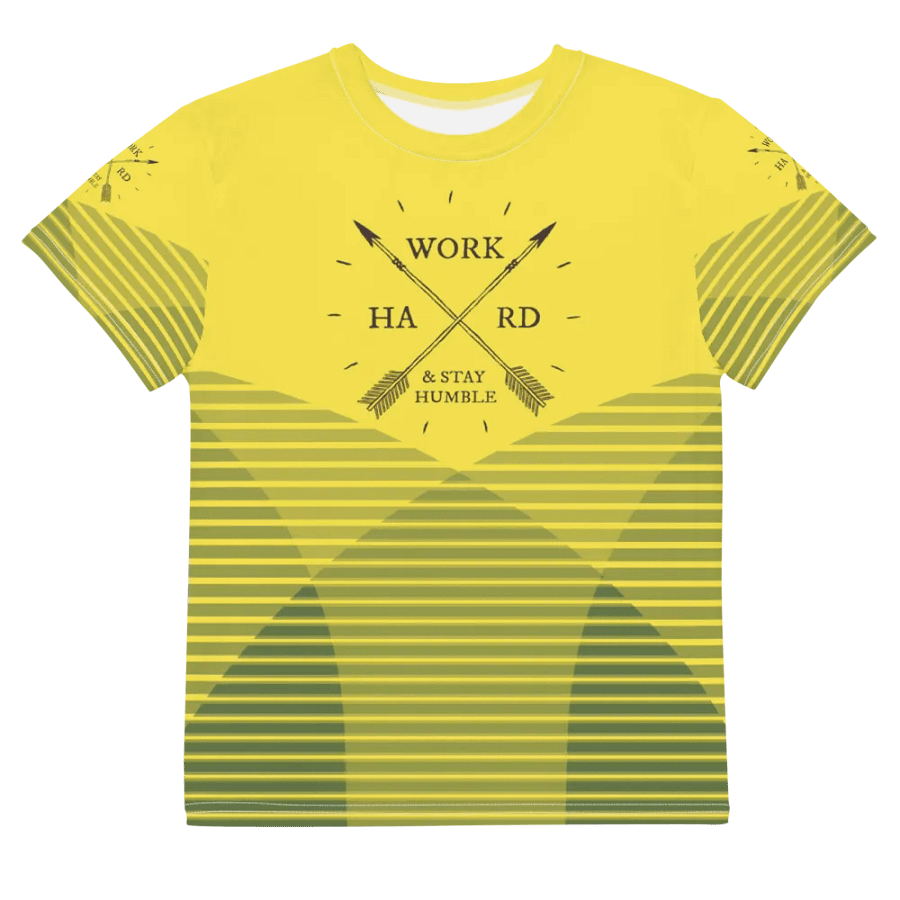 'Work Hard & Stay Humble' Work Ethic Yellow Youth T-Shirt product image (10)