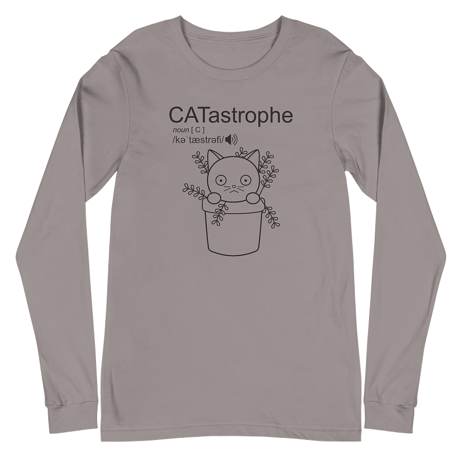 CATastrophe Unisex Long Sleeve Tee, Cat in Plant Pot product image (2)